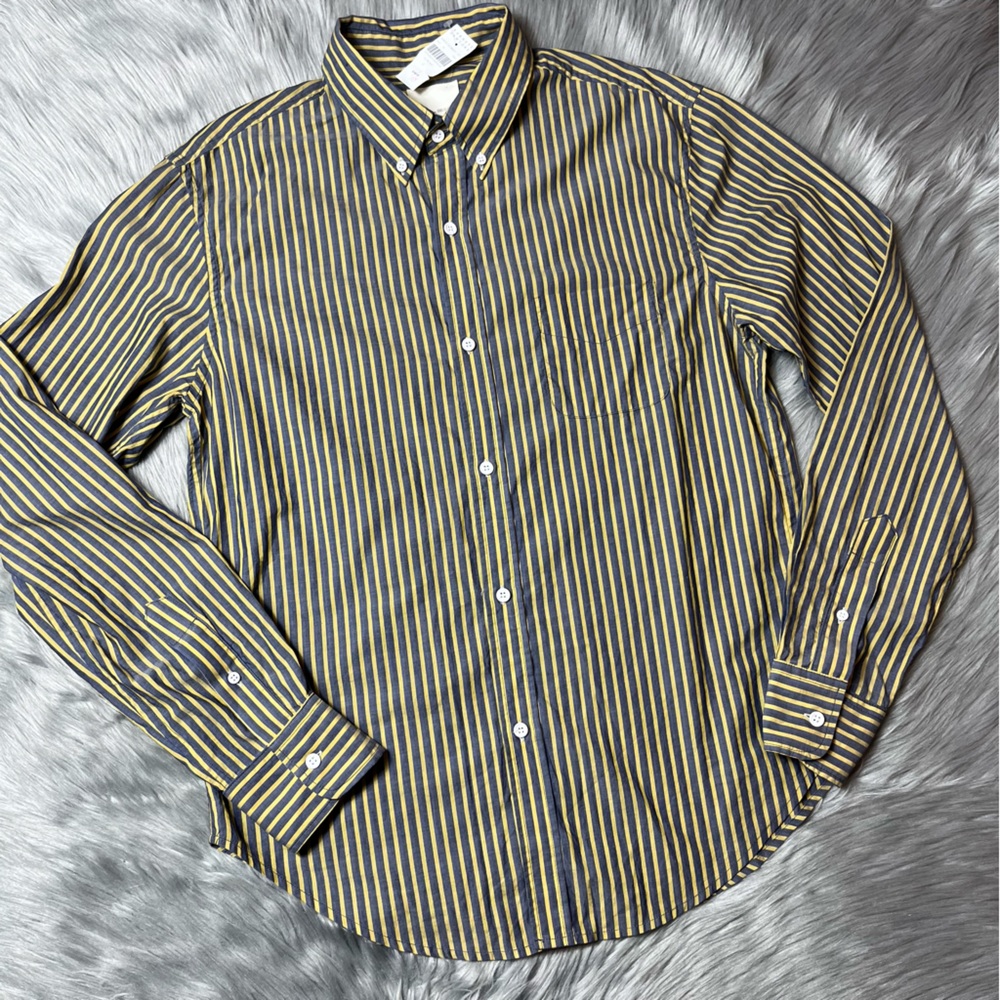 Band of outsiders men’s striped cotton long sleeve button up shirt